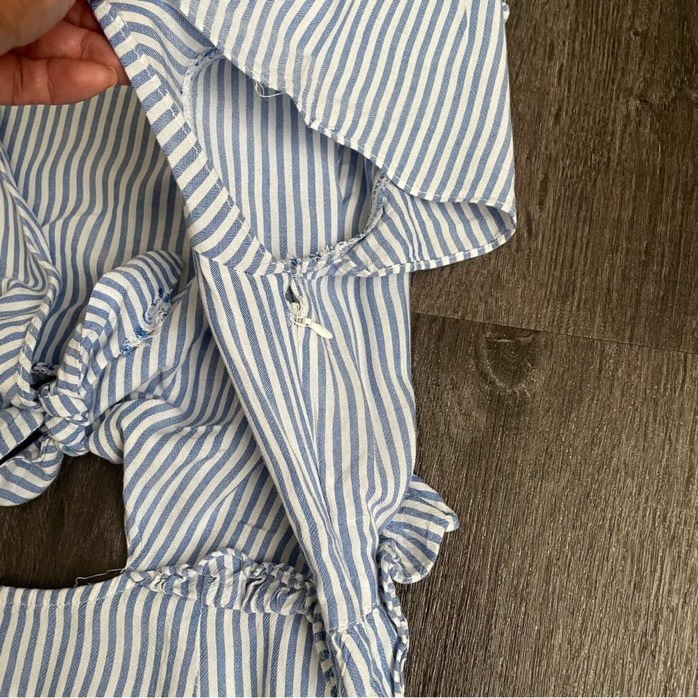 Cotton Candy Blue & White Striped Maxi Dress with Front Tie - Picture 11 of 15